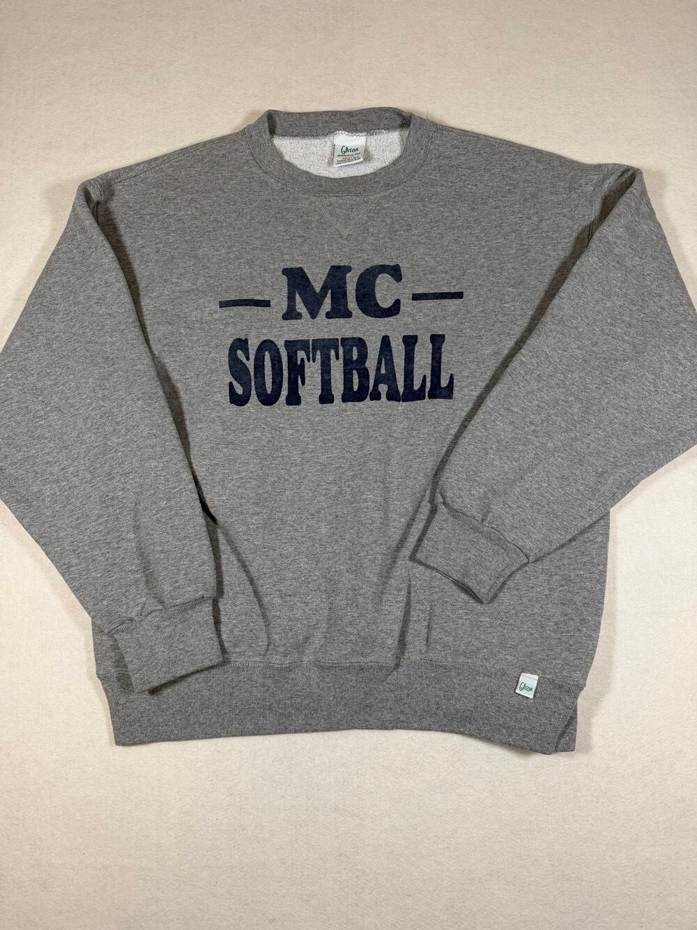 Vintage Gator Athletics MC Softball Sweatshirt Adult Large Gray USA Crewneck